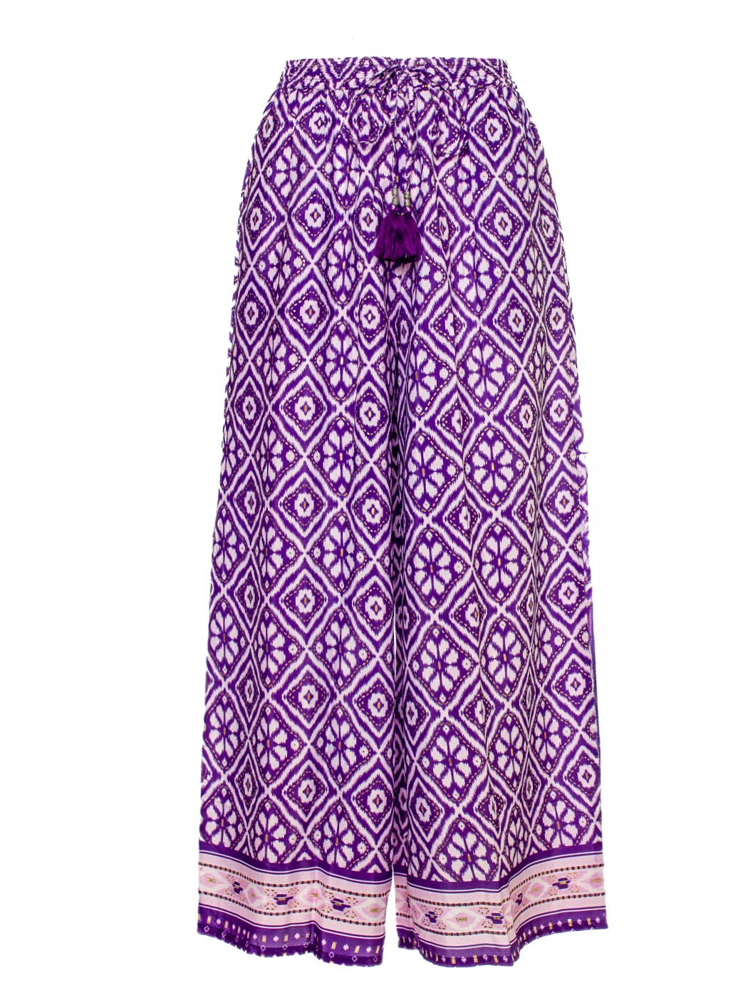 PANTALONE AMPIO ELASTICO CON COULISSE 4 TG 90%POLY 10%SETA MADE IN INDIA